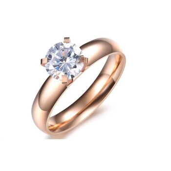 Zirkonia Solitaire Damenring Edelstahl gold im Etui mit...