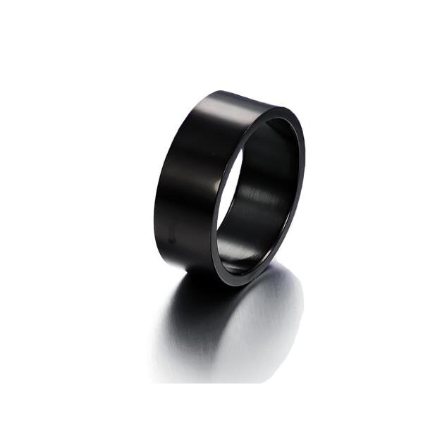 Schwarzer Edelstahl Herrenring 316 L schwarz / glänzend 8mm