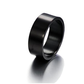 Schwarzer Edelstahl Herrenring 316 L schwarz / glänzend 8mm