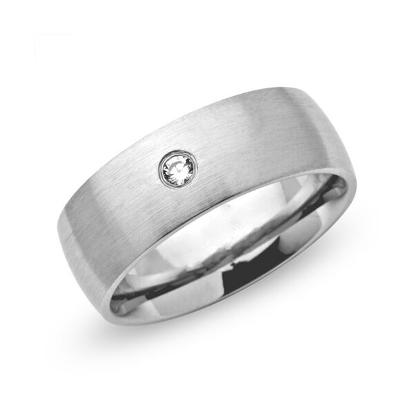 Damenring 316 L Edelstahl matt gebürstet 6mm mit Zirkonia