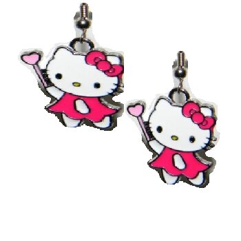 1 Paar Ohrringe / Hänger Katze mit Feen Stab Emaille mit...