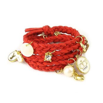 Bettel Armband geflochtenes Leder rot