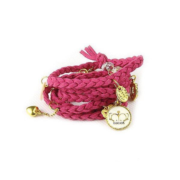 Bettel Armband geflochtenes Leder dark pink