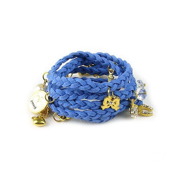 Bettel Armband geflochtenes Leder Marine blau