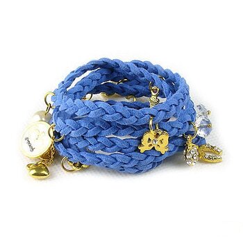 Bettel Armband geflochtenes Leder Marine blau
