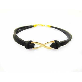 Armband Infinity Schleife gold schwarz im Organza Beutel