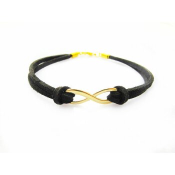 Armband Infinity Schleife gold  schwarz  im Organza Beutel