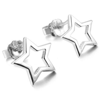 1 Paar Ohr Stecker Sternchen 925 Silber im Etui