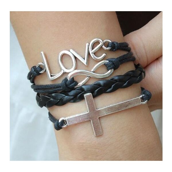 Armband LOVE & KREUZ schwarz