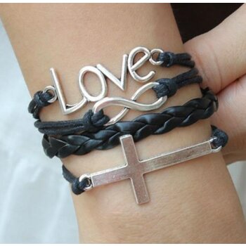 Armband LOVE & KREUZ schwarz