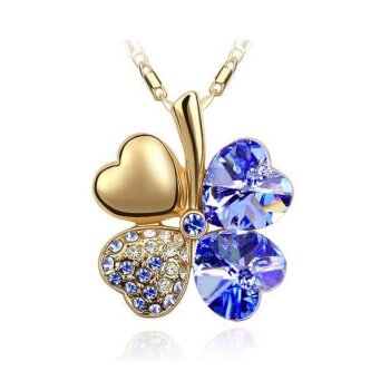 Kleeblatt Swarovski Elements Gold Royal blau inkl. Kette...