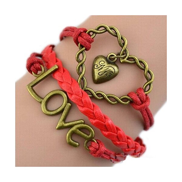Armband BIG LOVE rot im Organza Beutel
