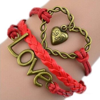 Armband BIG LOVE rot im Organza Beutel