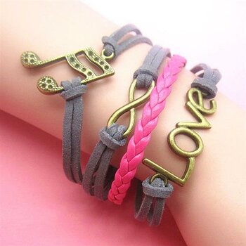 Armband NOTE & Love pink grau