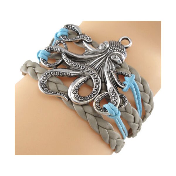 Armband Octopus beige blau