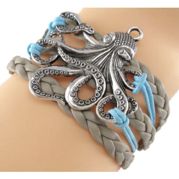 Armband Octopus beige blau