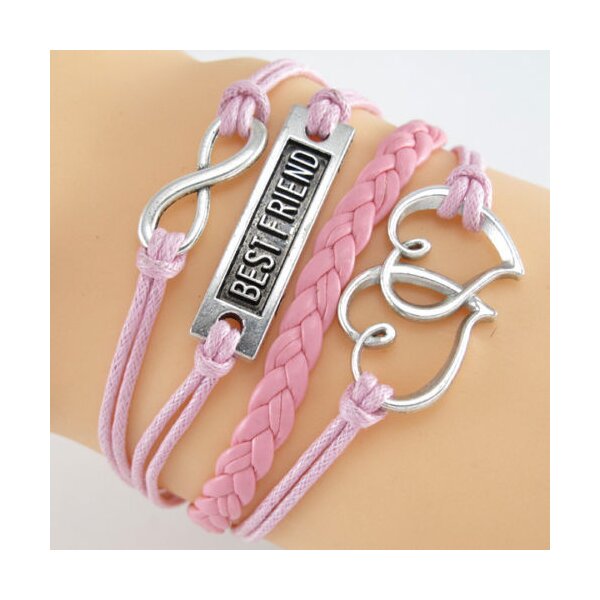 Armband BESTFRIEND & Herzchen rosa