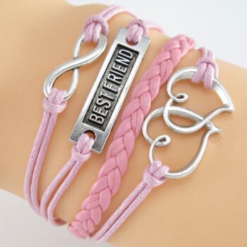 Armband BESTFRIEND & Herzchen rosa