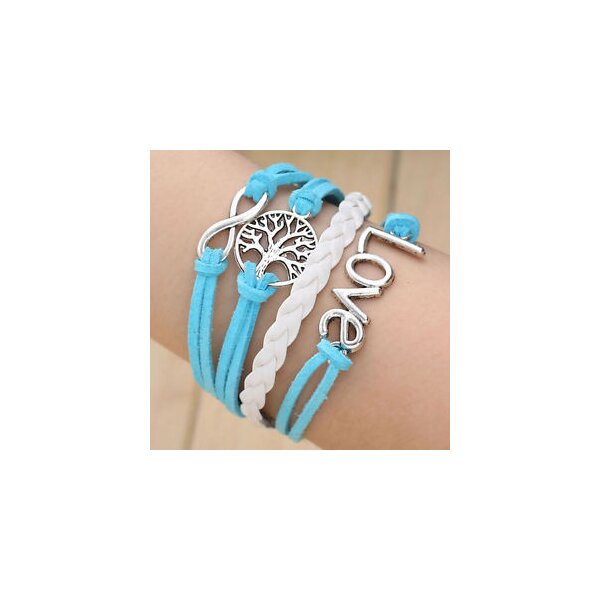 Armband Lebensbaum Aqua LOVE weiß / türkis