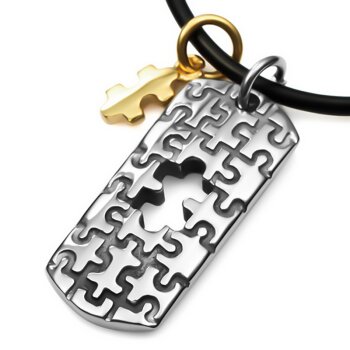 Partner Anhänger Puzzle Teile Silber / Gold 316 L...