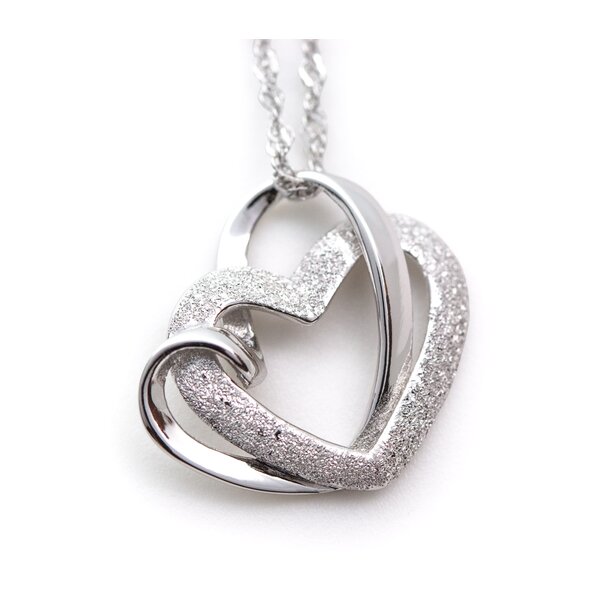 Herz Anhänger verschlungene Herzen inkl. Figaro  Silberkette 925 Silber im Etui