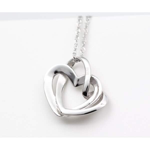 Herz Anhänger verschlungene Herzen inkl. Figaro  Silberkette 925 Silber im Etui