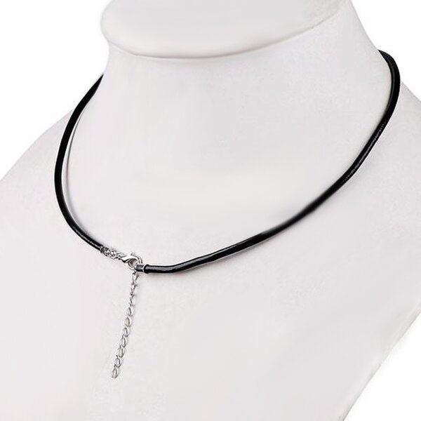 Leder Collier Lederkette schwarz Halskette Kette Herren Damen Necklace 50 cm 