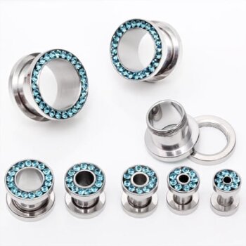 1 Expander / Plug Zirkonia TUNNEL türkis 316 L...