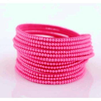 Wickel Lederarmband Strass HOT PINK im Organza Beutel
