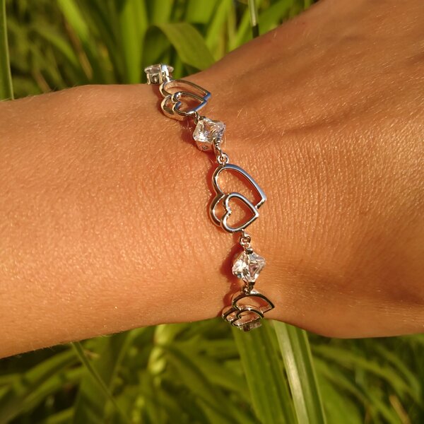 Silver bracelet heart Zirconia 925 silver