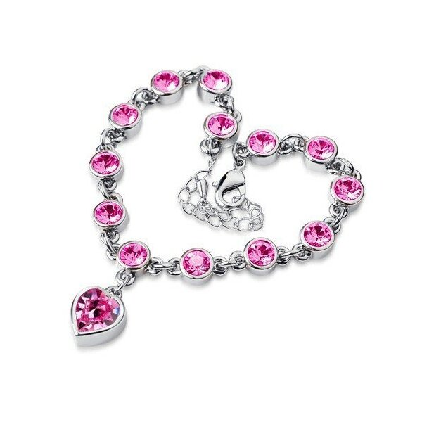 Armband Herz vergoldet mit österreichischen Kristall pink im Etui