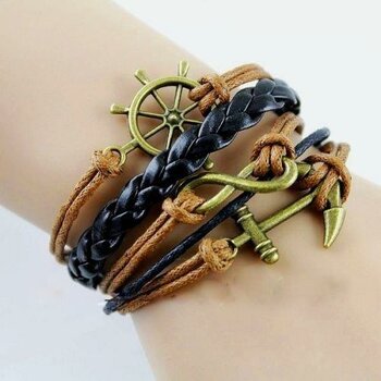 Armband Anker & Infinity braun schwarz