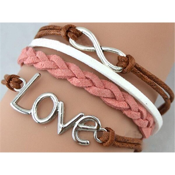 Armband Infinity LOVE wei,rose,caramel im Organza