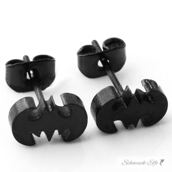 1 Paar Fledermaus Ohrstecker Edelstahl schwarz im...