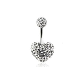 Bauchnabel Piercing  Zirkonia  Herz  316 L  Chirurgen Stahl