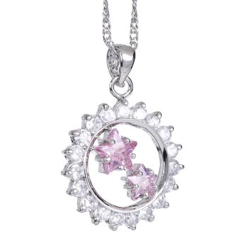 Anhänger stern rosa Saphir & Zirkonia im Schmuck Etui