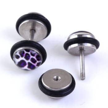 1 Fake Plug LEO Print violett Edelstahl