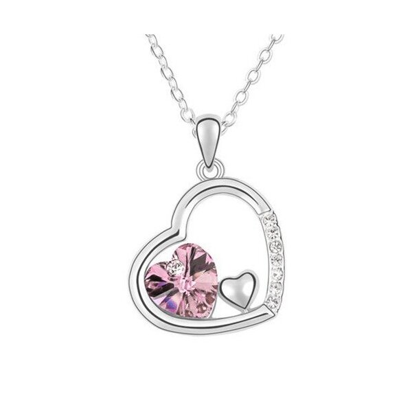 HERZ ANHNGER Swarovski Elements rosa inkl Kette im Organza Beutel