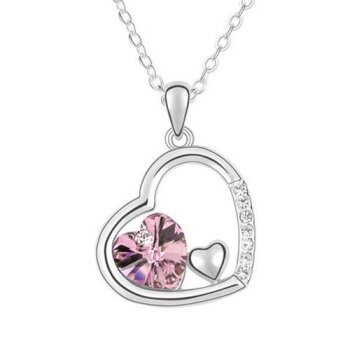 HERZ ANHÄNGER Swarovski Elements rosa inkl Kette im...