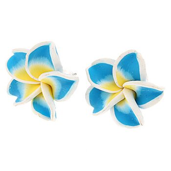 1 Paar FIMO Blüten Ohrstecker weiß türkis gelb im...