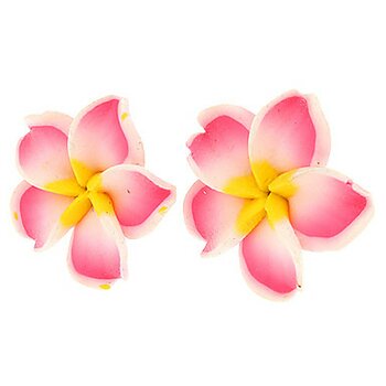 1 Paar FIMO Blüten Ohrstecker rosa weiß gelb XL  im...