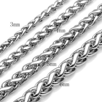 Weizen Kette 4 mm - 6 mm Größen Auswahl UNISEX im Etui