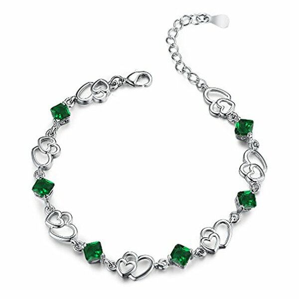 Armband Herz vergoldet mit österreichischen Kristall Smaragd grün im Etui
