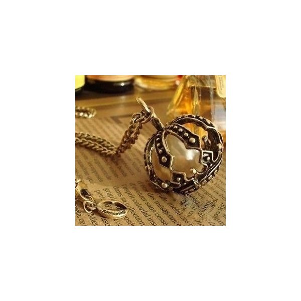 lange Kette Prunk Krone mit Perle im weißen Organza Beutel