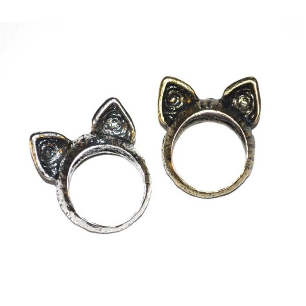 Katzen Ring antik silber