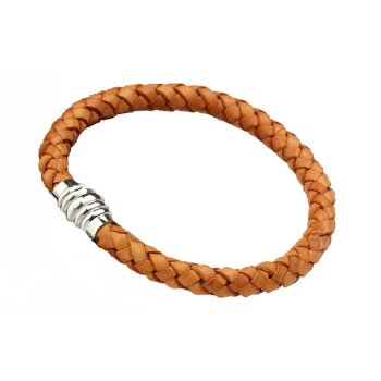 Echt- Lederarmband Classic-Caramel Edelstahl