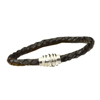 ECHT Lederarmband schwarz Edelstahl im Organza Beutel