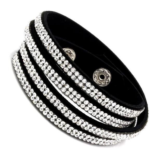 Wickel Lederarmband Strass GLAM BLACK & WHITE