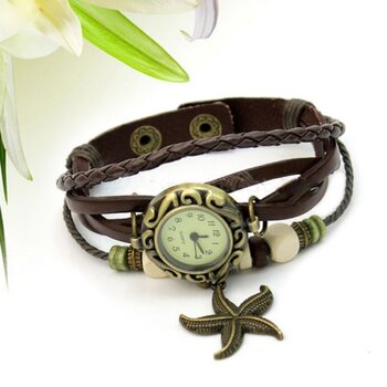 PU Leder Armbanduhr  Vintage SEESTERN  dunkel braun  im...