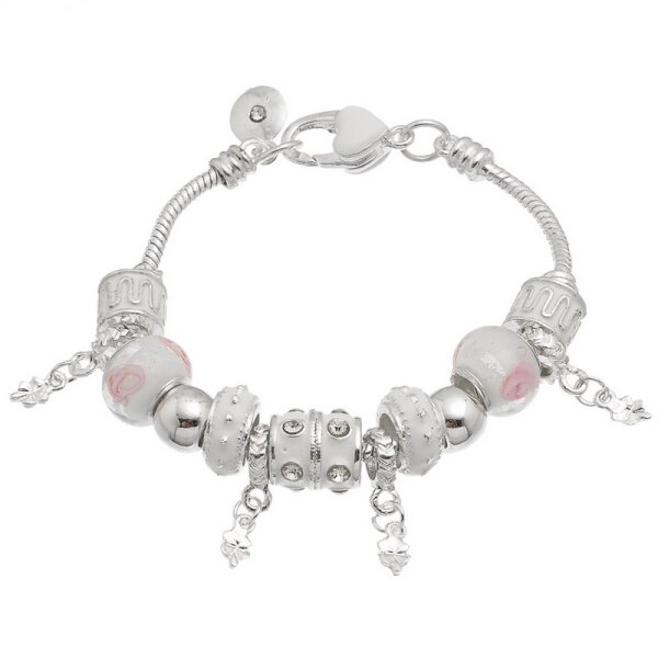 Armband Charms & Beads wei KLEEBLATT  im Organza Beutel